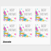 Retro Tree Baubles Corner Kerst sticker vierkant (Vel)