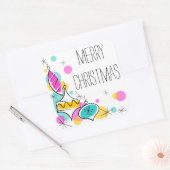 Retro Tree Baubles Corner Kerst sticker vierkant (Envelop)