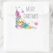 Retro Tree Baubles Corner Kerst sticker vierkant (Tas)