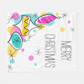 Retro Tree Baubles Corner kerstdeken Fleece Deken (Voorkant (Horizontaal))