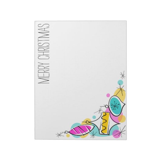 Retro Tree Baubles Corner-kerstnotitieblok Notitieblok (Linkerzijde)