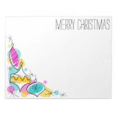 Retro Tree Baubles Corner-kerstnotitieblok Notitieblok (Voorkant)