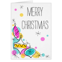 Retro Tree Baubles Corner Kersttekst verticaal