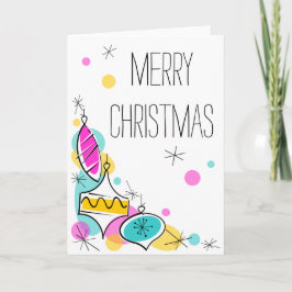 Retro Tree Baubles Corner-kerstverticaal Feestdagen Kaart