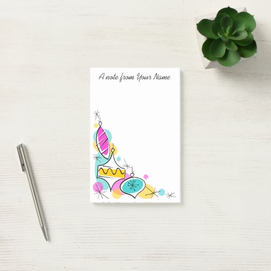 Retro Tree Baubles Corner Tekst verticaal Post-it® Notes (Kantoor)