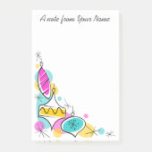 Retro Tree Baubles Corner Tekst verticaal Post-it® Notes (Voorkant)