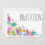 Retro Tree Baubles Corner-uitnodiging Kaart (Voorkant)