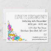 Retro Tree Baubles Corner-uitnodiging Kaart (Achterkant)