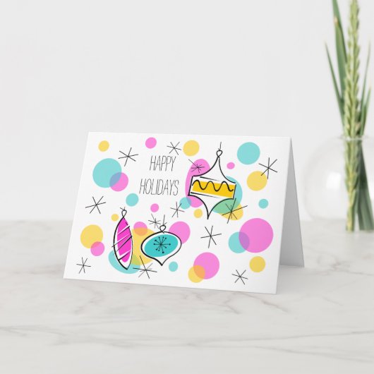 Retro Tree Baubles Feestdagen in tekstkaart (Voorkant)