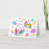 Retro Tree Baubles Feestdagen in tekstkaart Kaart (Voorkant)