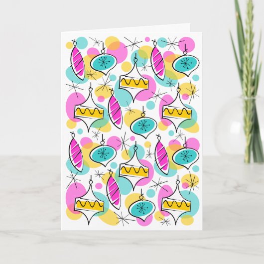 Retro Tree Baubles Feestdagen Kaart (Voorkant)