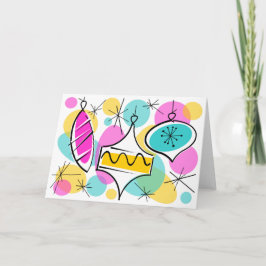 Retro Tree Baubles-groetenkaart Feestdagen Kaart