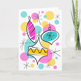 Retro Tree Baubles groetenkaart verticaal Feestdagen Kaart