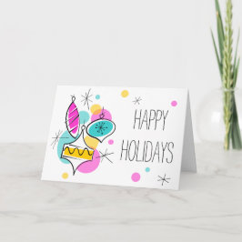 Retro Tree Baubles Group-Feestdagen in tekst Feestdagen Kaart