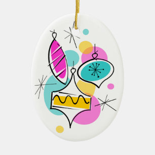 Retro Tree Baubles Group ornament ovaal