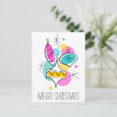 Retro Tree Baubles Group, verticaal Feestdagenkaart (Staand voorkant)