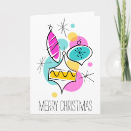 Retro Tree Baubles Group - Verticale kersttekst Feestdagen Kaart