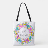 Retro Tree Baubles kerstcanvas tas (Achterkant)