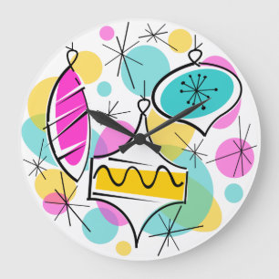 Retro Tree Baubles-klok Grote Klok