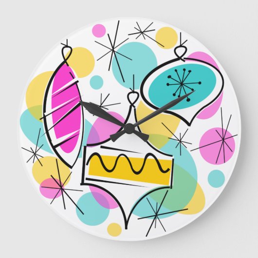 Retro Tree Baubles-klok Grote Klok (Voorkant)