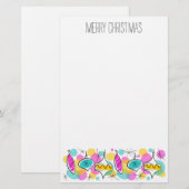 Retro Tree Baubles Line-kerstpapier Briefpapier (Voorkant / Achterkant)