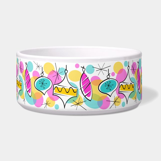 Retro Tree Baubles Line pet bowl grote Voerbakje (Voorkant)