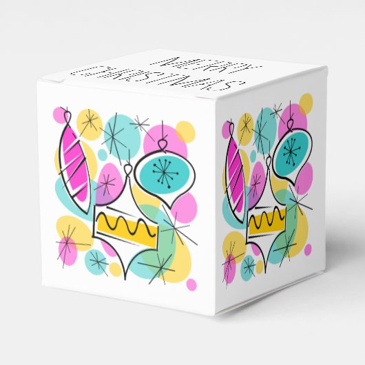 Retro Tree Baubles Merry Kerstklassiek Bedankdoosjes (Voorkant Zijde)