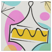 Retro Tree Baubles Multi-groot patroon Stof (Close Up)