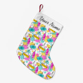 Retro Tree Baubles Multi Name stocking 2 side Kleine Kerstsok (Voorkant (Hangend))
