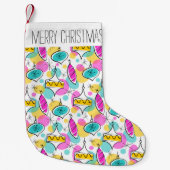 Retro Tree Baubles Multi-tekst rood terug Kleine Kerstsok (Voorkant)