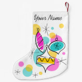 Retro Tree Baubles Naam met twee zijden Kleine Kerstsok (Achterkant)