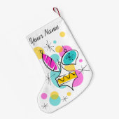 Retro Tree Baubles Naam met twee zijden Kleine Kerstsok (Achterkant (Hangend))