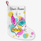 Retro Tree Baubles Naam met twee zijden Kleine Kerstsok (Voorkant)