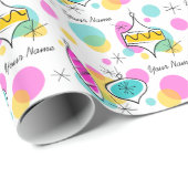 Retro Tree Baubles Naam verpakkingspapier Cadeaupapier (Rol Hoek)