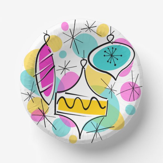 Retro Tree Baubles Papieren Kommen (Voorkant)