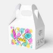 Retro Tree Baubles Prettige feestdagen Bedankdoosjes (Achterkant)