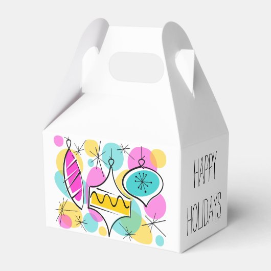 Retro Tree Baubles Prettige feestdagen Bedankdoosjes (Achterkant)