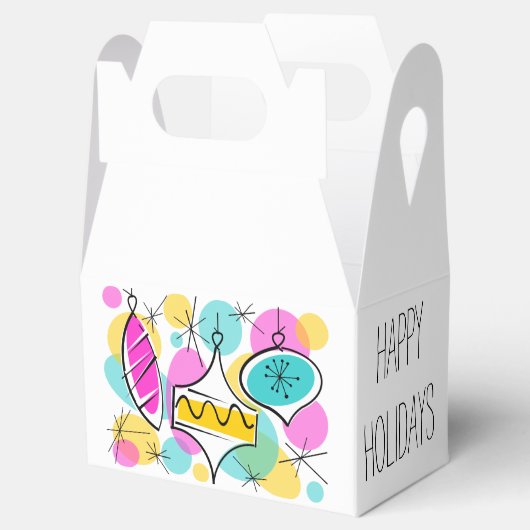 Retro Tree Baubles Prettige feestdagen Bedankdoosjes (Geopend)