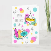 Retro Tree Baubles Prettige feestdagen tekst verti (Voorkant)