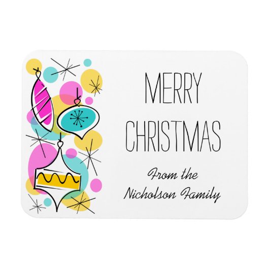 Retro Tree Baubles Side Kerstflexibel Magneet (Horizontaal)