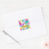 Retro Tree Baubles sticker vierkant (Envelop)