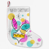 Retro Tree Baubles Tekst rood terug Kleine Kerstsok (Voorkant)