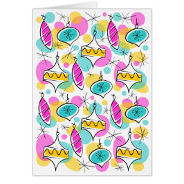 Retro Tree Baubles Verticaal meerdere groetenkaart