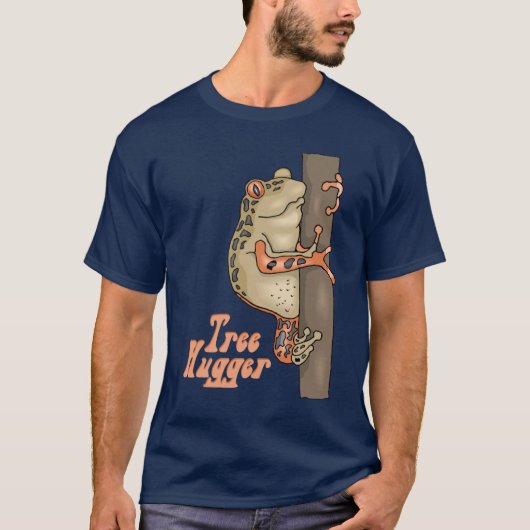 Retro Tree Hugger Tree Frog T-shirt (Voorkant)