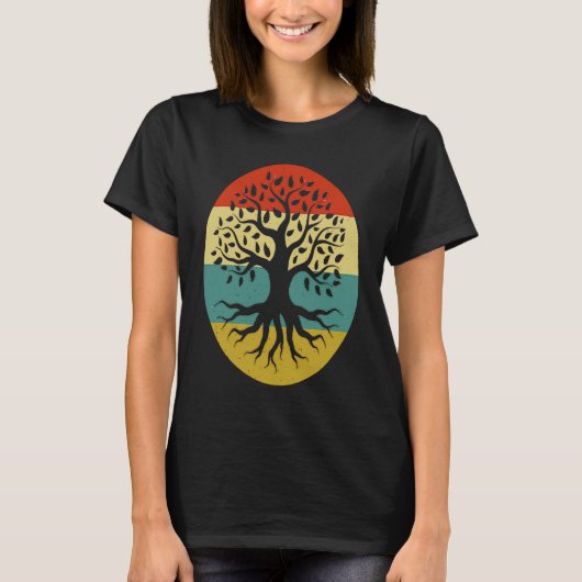 Retro Tree of Life Vintage Earth T-shirt (Voorkant)