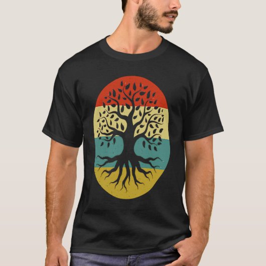 Retro Tree of Life Vintage Earth T-shirt (Voorkant)
