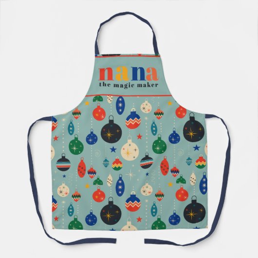 Retro Tree Speelgoed Ornamenten Nana Kerstkeuken Schort (Voorkant)