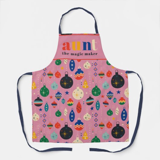 Retro Tree Speelgoed Ornamenten Tante Kerstkeuken Schort (Voorkant)