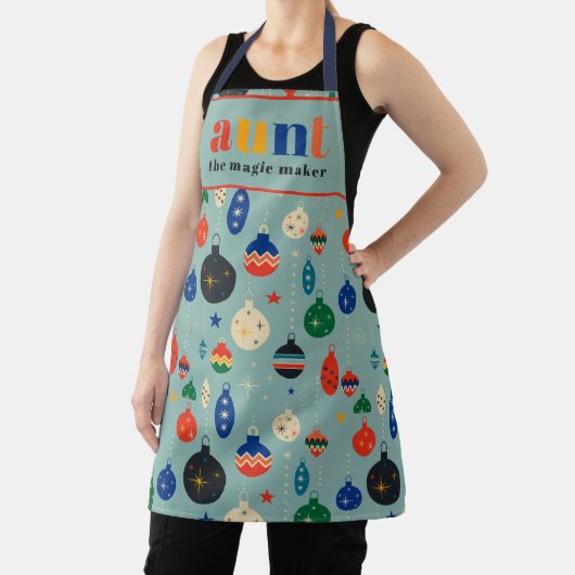 Retro Tree Speelgoed Ornamenten Tante Kerstkeuken Schort (Insitu)