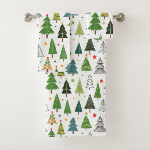 Retro Trees Bad Handdoek